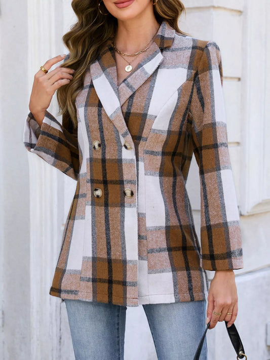 Plaid Double-Breasted Blazer
