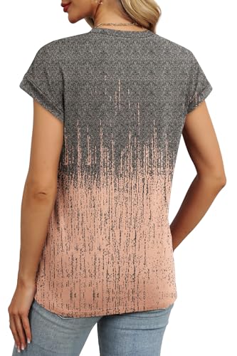 Alaroo Cute Summer Tops for Women 2026 Boho Business Casual Short Sleeve T Shirts Beach Vacation Print 16 L