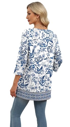 OFEEFAN Plus Size Women Blouses Womens Tops Dressy Casual Floral 02 2XL