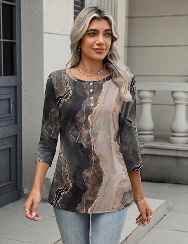 Zeagoo Womens Tops 3/4 Length Sleeve T Shirts Business Casual Blouses Dressy Crew Neck Work Clothes 2026 Large