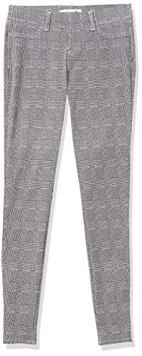 Amazon Essentials Women's Pull-On Mid Rise Stretchy Knit Jegging (Available in Plus Size), Black Grey Glen Plaid, Large