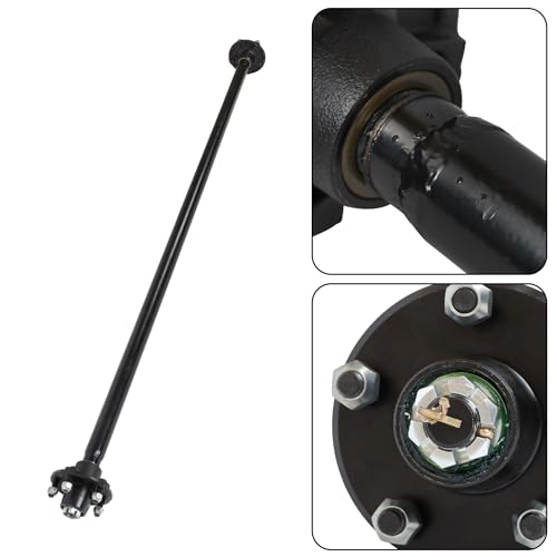 Thomletha Trailer Axle 2000 lbs Axle Beam 5 Lug Trailer Axle 72 inch Hub Face 58 inch Spring Center