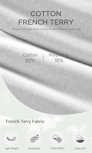 ODODOS Women's Sweat Shorts with Pockets Cotton French Terry Drawstring Summer Workout Casual Lounge Shorts, White Heather, Small