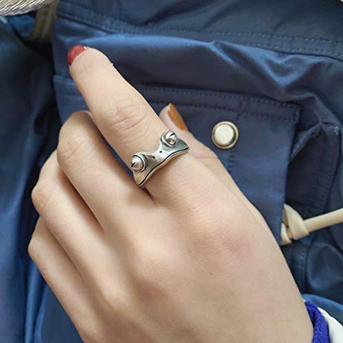 LOVECOM Real 925 Sterling Silver Frog Open Rings for Women Men Couples Vintage Cute Animal Finger Ring Silver Fashion Party Jewelry Birthday Graduation Gifts for Mom Daughter Father