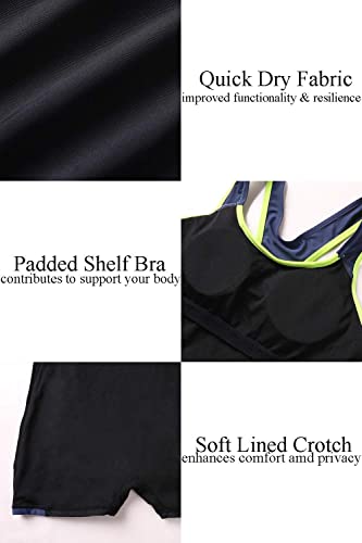 beautyin Women One Piece Lap Swimsuit Boyleg Swimwear Sport Bathing Suit Yellow