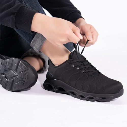 LARNMERN Steel Toe Shoes for Men Safety Shoes Work Sneakers Comfortable Safety Toe Sneakers Work Lightweight Colorful Zapatos de Seguridad (11,Black)