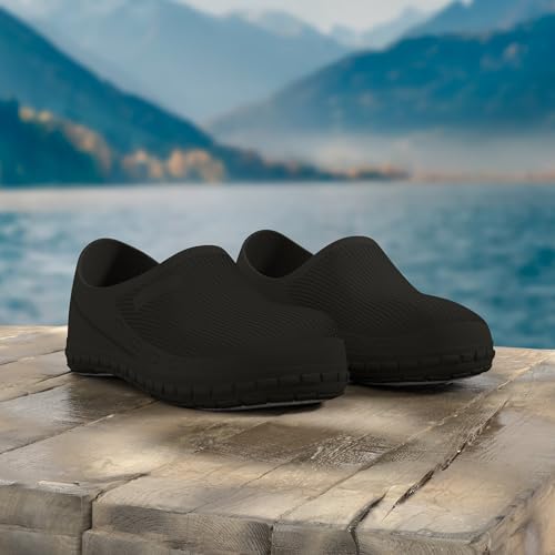 JSWEI Size 11.5 Nursing Nurse Shoes - Black Gardener Men Indoor & Outdoor Chef Shoes - Non-Slip Water Proof Work Mens Clogs - Comfortable for Office & Working