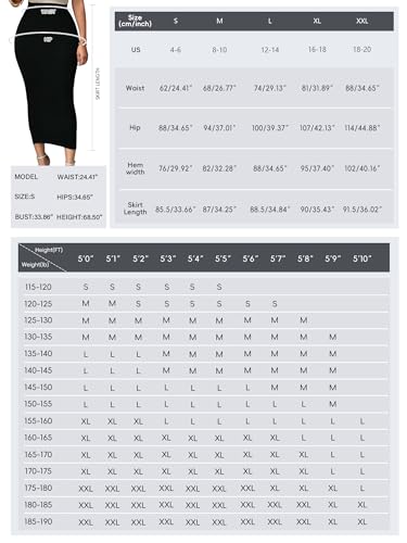 Lrady Women's High Waist Slim Bodycon Party Club Night Out Maxi Long Pencil Skirts Black XL