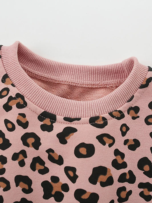 Children's Leopard Print Tulle Hem Sweatshirt