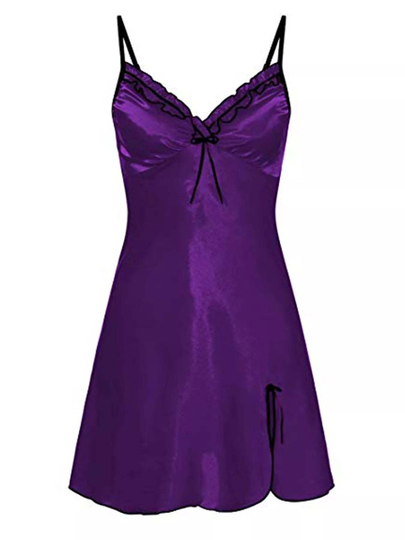 Full Size Satin Lace Trimmed Mini Slip Dress Plus Size Purple