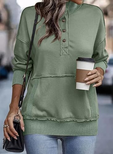 SHEWIN Plus Size Sweatshirt for Women Loose Fit Casual V Neck Pullover Sweatshirts Lightweight Fall Long Sleeve Tops for Women 2025,US 24-26(3XL),Green