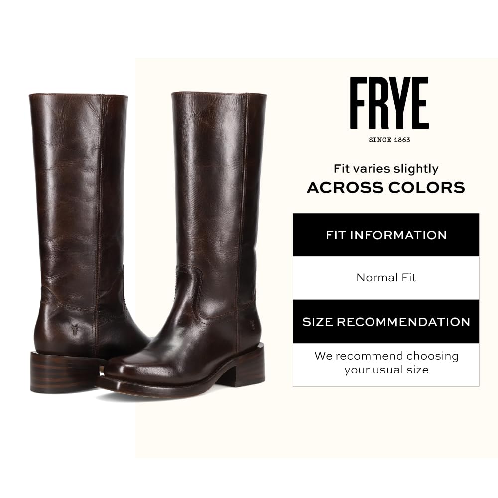 Frye Campus 14L Iconic Tall Boots for Women Crafted from Signature Montana Leather with Goodyear Welt Construction and Stacked Leather Heel – 13” Shaft Height, Bourbon - 7.5 M