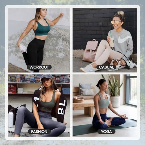 High Waisted Leggings for Women - No See Through Tummy Novelty Workout Yoga Pants with Pockets Reg & Plus Black