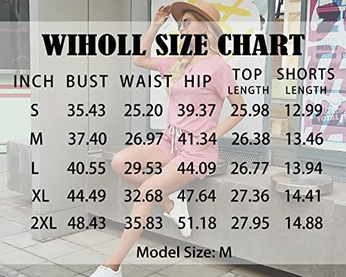 WIHOLL Womens Loungewear Set 2 Piece Outfits Tshirts Shorts for Summer Khaki L