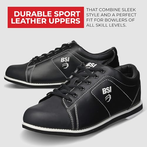 BSI Men’s 751 Classic Shoe - Lightweight Leather Bowling Shoes with Cushioned Support for Men, Black, 10.5