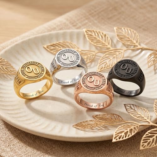 FYBIOD Silver/10K 14K 18K Gold Personalized Mens Class Rings 2026 Graduation Ring with Birthstone Custom High School Rings for Men University College Rings -7