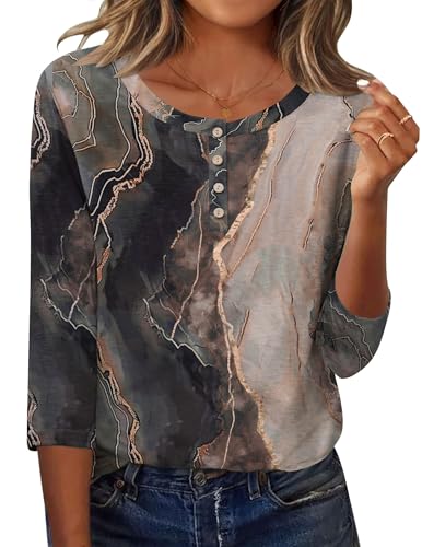 Zeagoo Womens Tops 3/4 Length Sleeve T Shirts Business Casual Blouses Dressy Crew Neck Work Clothes 2026 Large