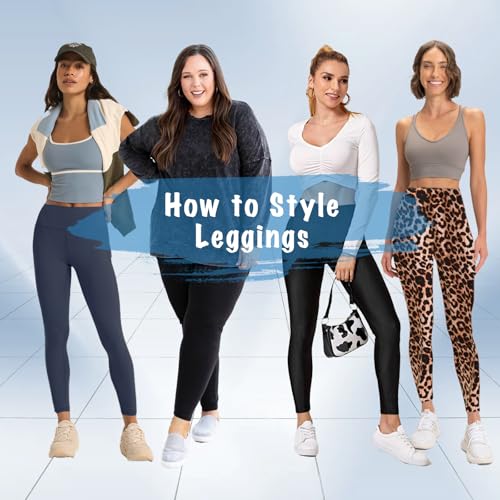 High Waisted Leggings for Women - No See Through Tummy Novelty Workout Yoga Pants with Pockets Reg & Plus Black