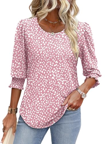 XIEERDUO Summer Tops for Women Trendy 3/4 Sleeve Womens Long Sleeve Shirts Dressy Blouses Vacation Outfits Women's Fashion Clothing Resort Wear 2026 L