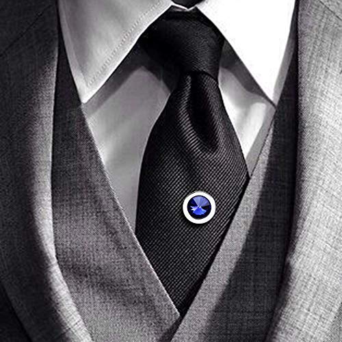HAWSON Mens Tie Tack With Chain Round Crystal Wedding Business Accessories (202466)