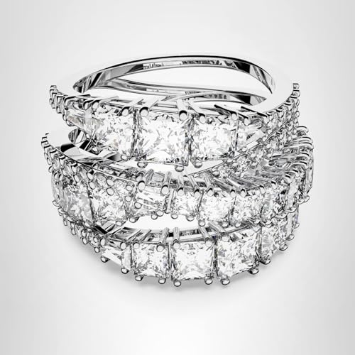 Swarovski Hyperbola Ring, Mixed Cuts, Clear, Rhodium Finished; Size: Us 8; Eu 58