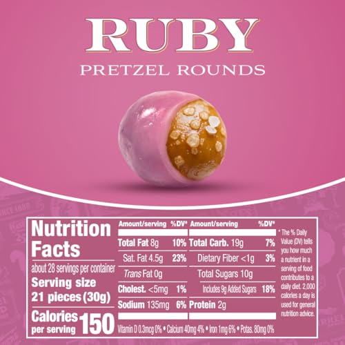 Squirrel Brand Ruby Cacao Pretzel Rounds, 30oz Resealable Jar, Sweet & Salty Crunchy Snack, Gourmet Ruby Couverture Pretzel Ball Treats, Premium Gift Idea, Holiday & Party Snack, Indulgent Artisan Ruby Treats