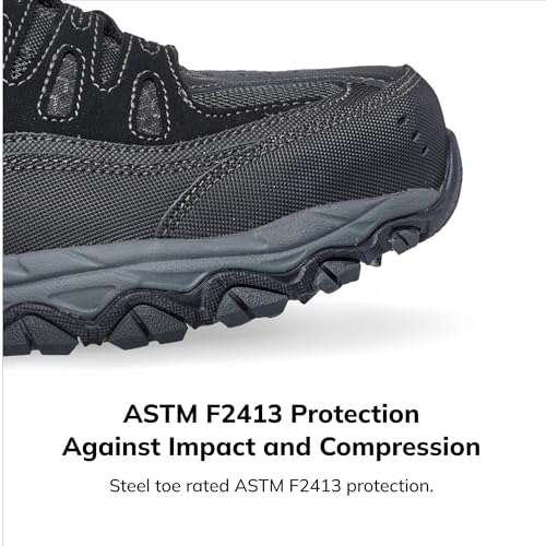 Skechers Men's Cankton Steel Toe Construction Shoe - Electrical Hazard Rated, Memory Foam, Black/Charcoal, 12 Wide