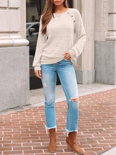 AUTOMET Womens Long Sleeve T Shirts Business Casual Tunic Work Tops Spring Plus Size Sweaters Date Night Outfits 2026 Dressy Blouses Apricot S