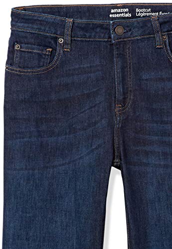Amazon Essentials Women's Mid-Rise Stretchy Slim Bootcut Jeans, Dark Wash, 4 Short