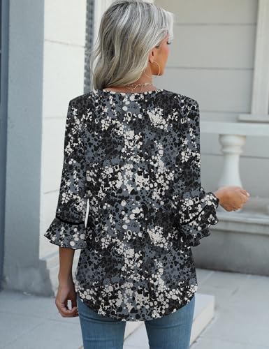 Bashafo Spring Shirts for Women V Neck Elbow Sleeve 3/4 Tops Dressy Lace Embroidered 2026 Fashion