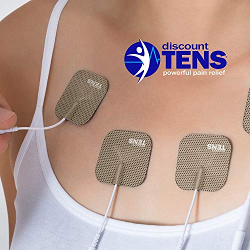 Discount TENS Brand - Premium Replacement Electrodes Compatible with TENS 7000 – 20 Pack (2"x2" Self-Adhesive Wired Pads), Durable Reusable TENS Unit Electrode Pads with 2mm Pin Connector