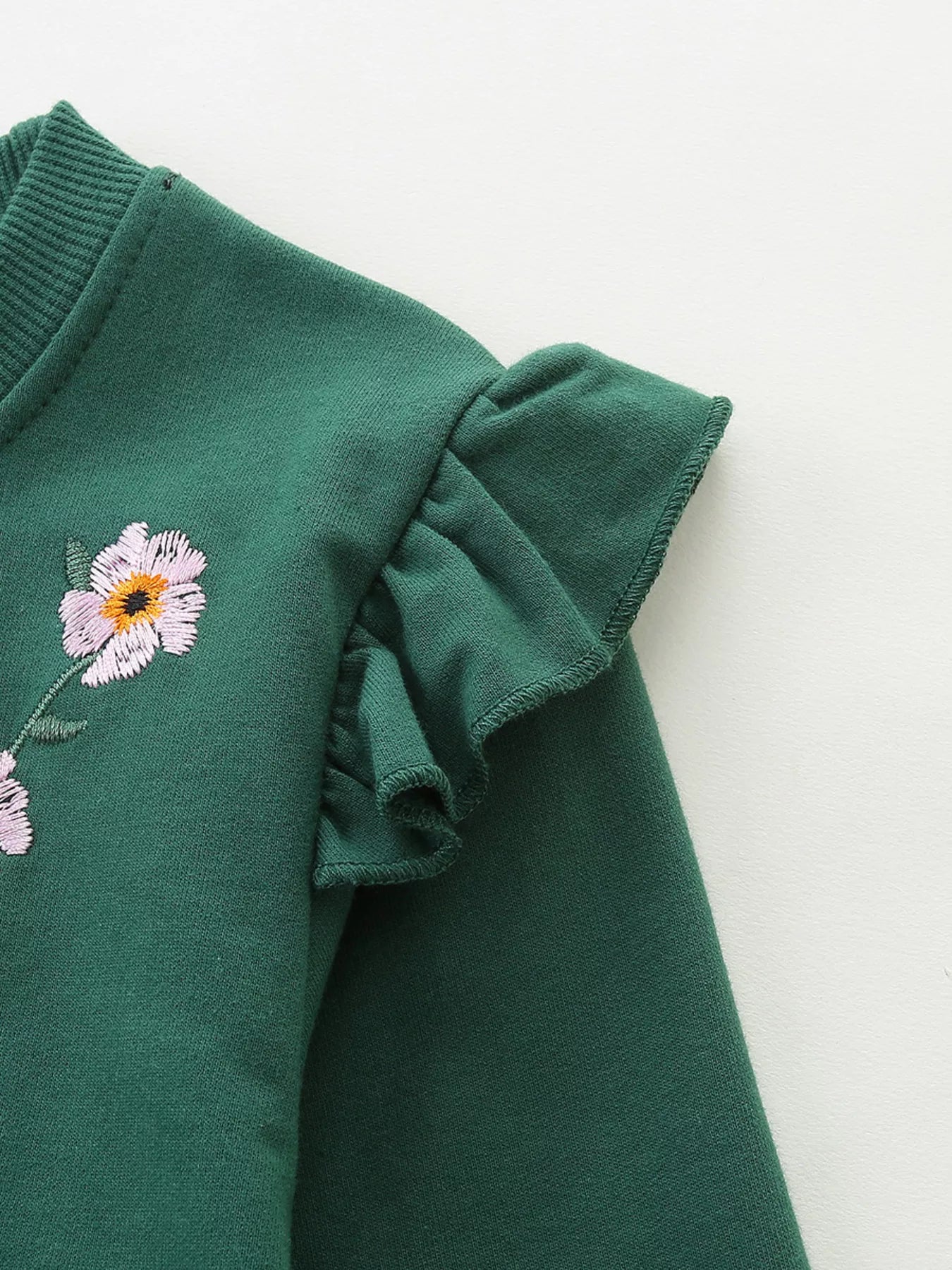 Children's Floral Embroidered Crew Neck Sweatshirt