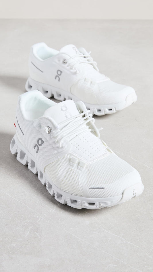 On Women's Cloud 5 Sneakers, All White, 7 Medium US