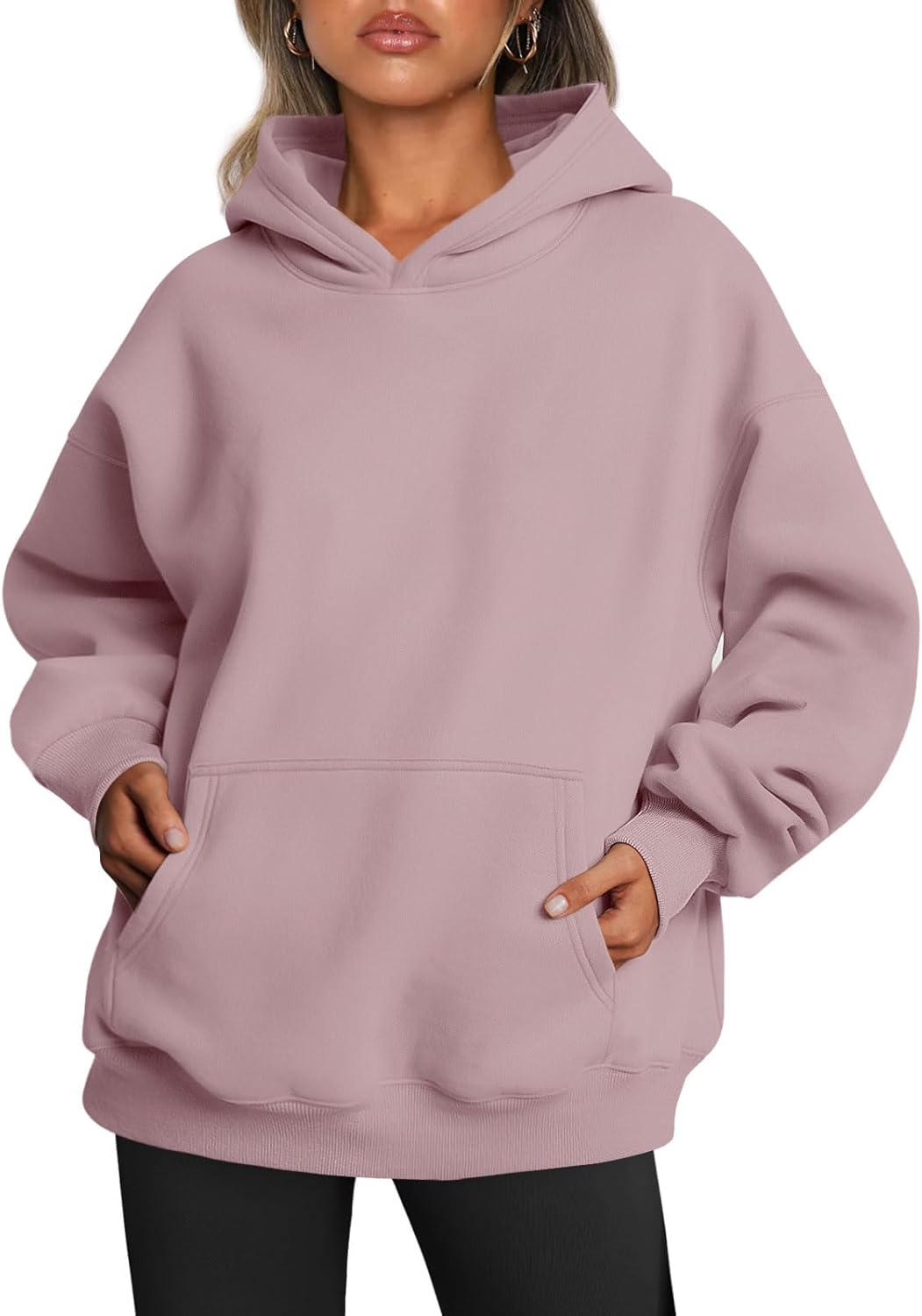 Oversized Fleece Hoodie - Thick Pullover Sweatshirt for Fall & Winter X-Large Dark Pink