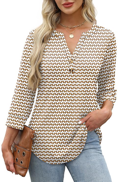 OFEEFAN Fashion Clothing Spring Top for Women Long Sleeve Shirts Ladies Tops and Blouses Summer Outfits Stripe XL