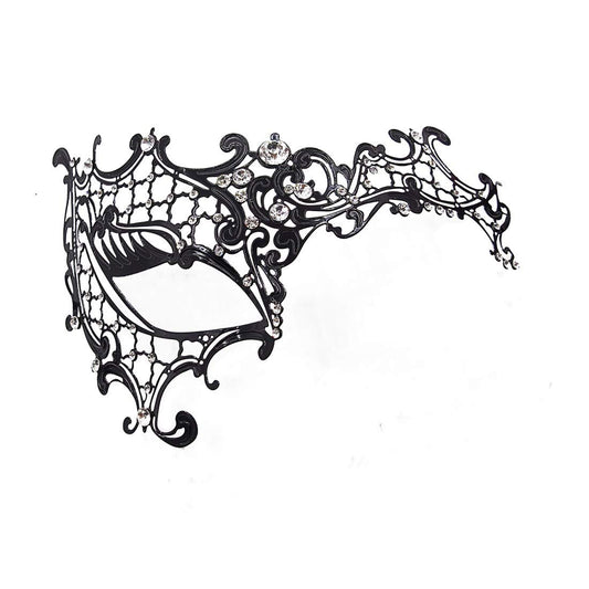 Rhinestone Metal Masquerade Mask for Women - Venetian Party Mask - Elegant Prom Ball Costume Accessory Half Face