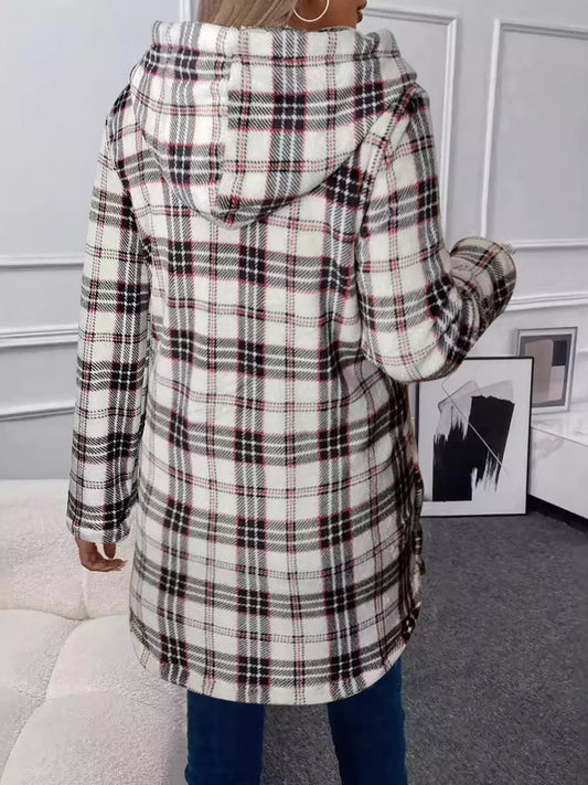 Full Size Button-Down Hooded Outerwear Plus Size