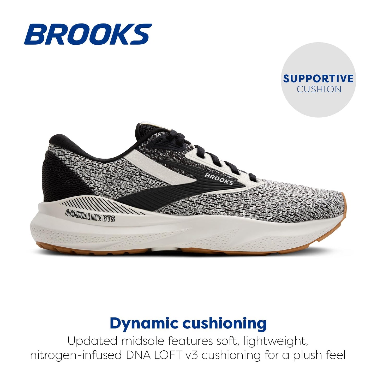 Brooks Women’s Adrenaline GTS 24 Supportive Running Shoe - Coconut/Black/Biscuit - 8 Medium