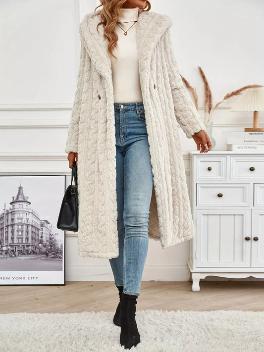 Cozy Hooded Button Up Longline Outerwear