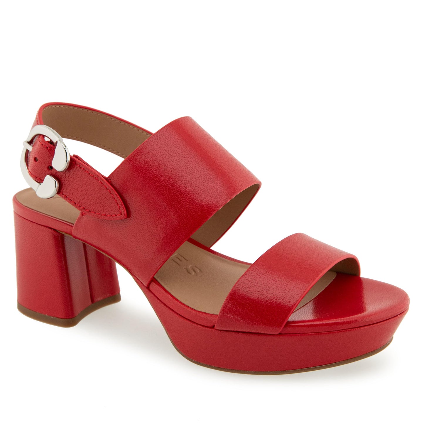 Aerosoles Women's Camera Platform Heeled Sandal, Racing Red Leather, 6W