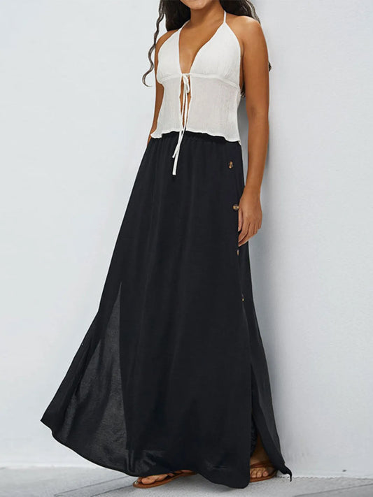 High Waist Maxi Skirt with Pockets