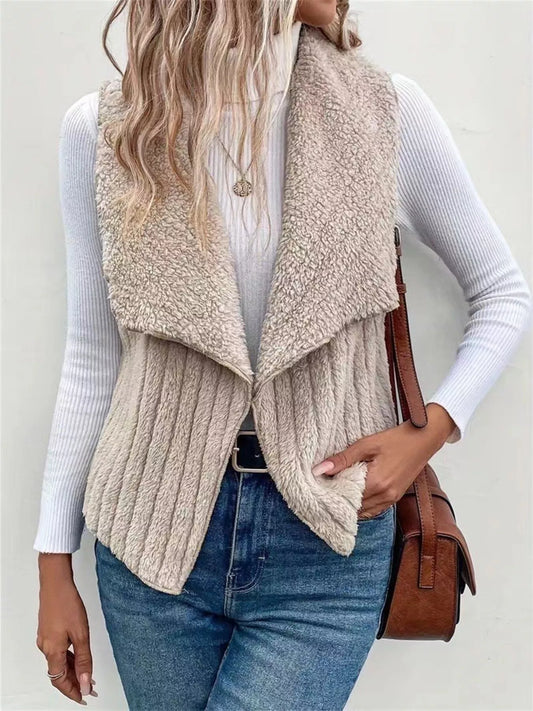 Cozy Fleece Open Front Vest Coat