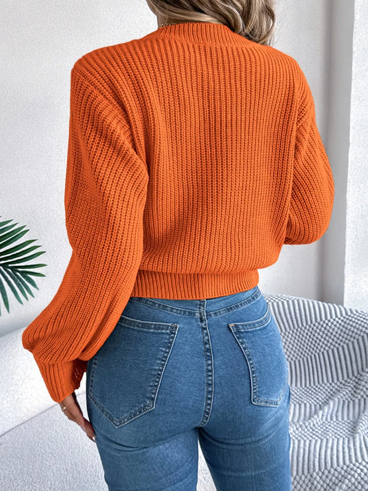 Cable Knit Diamond Pattern Long Sleeve Sweater