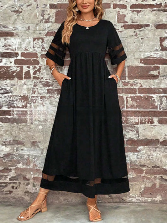 Full Size Round Neck Half Sleeve Dress Plus Size