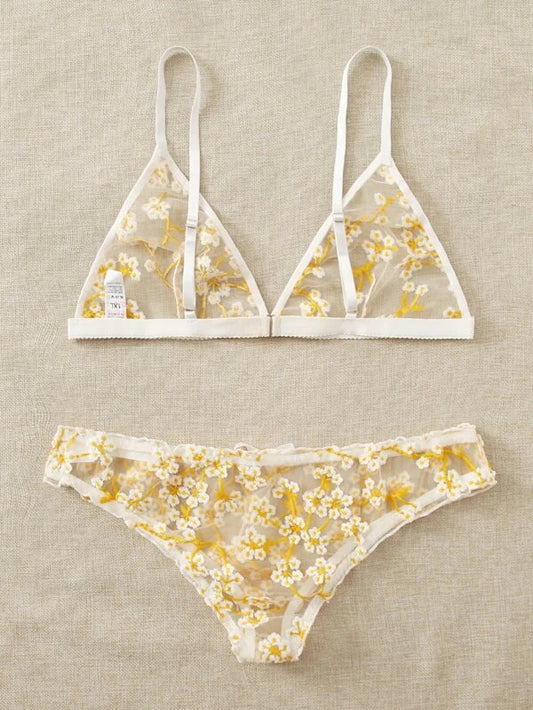 Sexy Sexy Lingerie Women Fresh Floral Embroidery Sexy Sleepwear