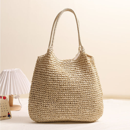Large Capacity Tote Straw Bag Casual Shoulder Woven Bag Vacation Beach Bag Women Bag