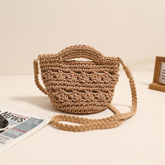 Crossbody Cotton Thread Woven Bag All Matching Hollow Out Cutout Straw Bag Vacation Beach Bag Partysu Women Bag One Size Colorful Crossbody Cotton Thread Coffee with Lining