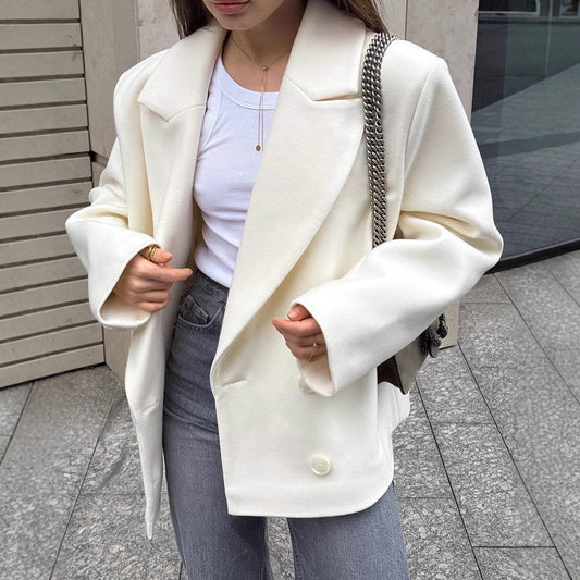 Casual White Blazer Women Spring Autumn Arrival Beige Niche Design
