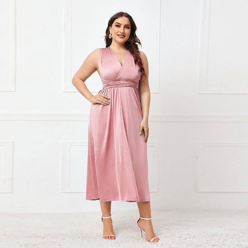 Plus Size Irregular Asymmetric Formal Dress Women Cross Backless Sexy –  Lady Ros