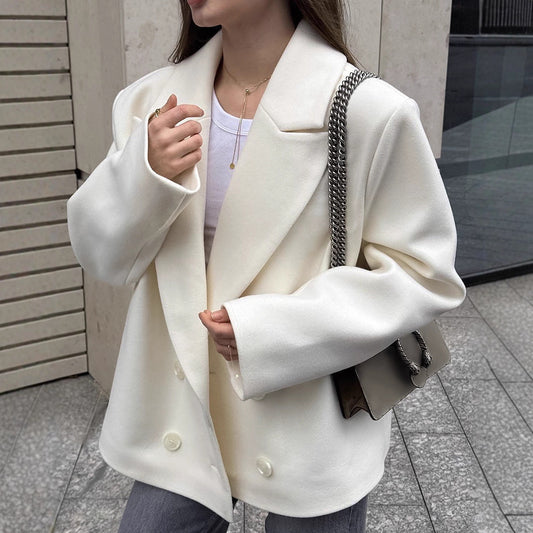 Casual White Blazer Women Spring Autumn Arrival Beige Niche Design